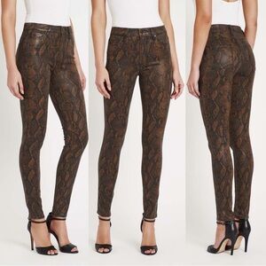NWT PAIGE Denim ‘Hoxton Ankle Skinny Jeans’ in “Coated Brown Snake” Size 25